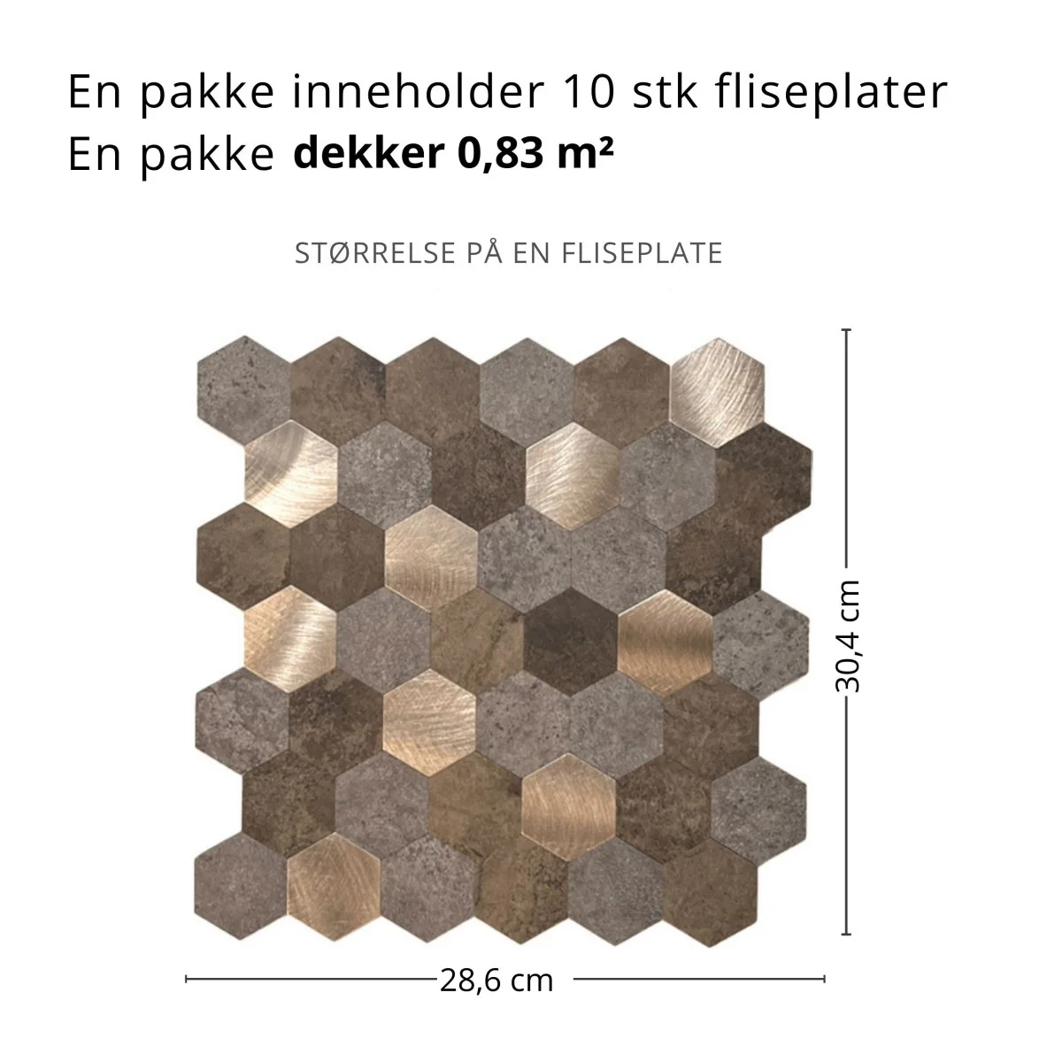 10-pk Mocca hexagon selvklebende veggfliser - Image 4