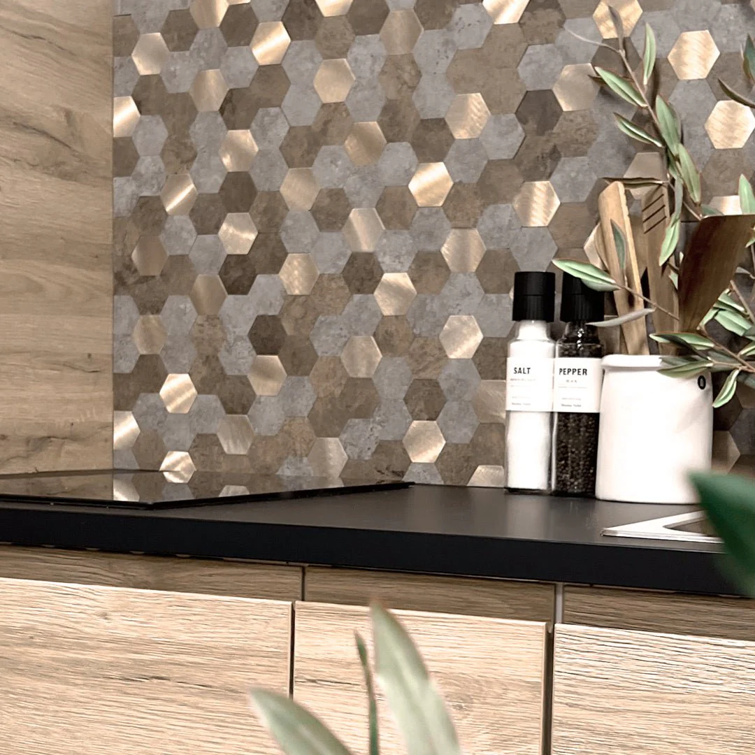 10-pk Mocca hexagon selvklebende veggfliser - Image 6