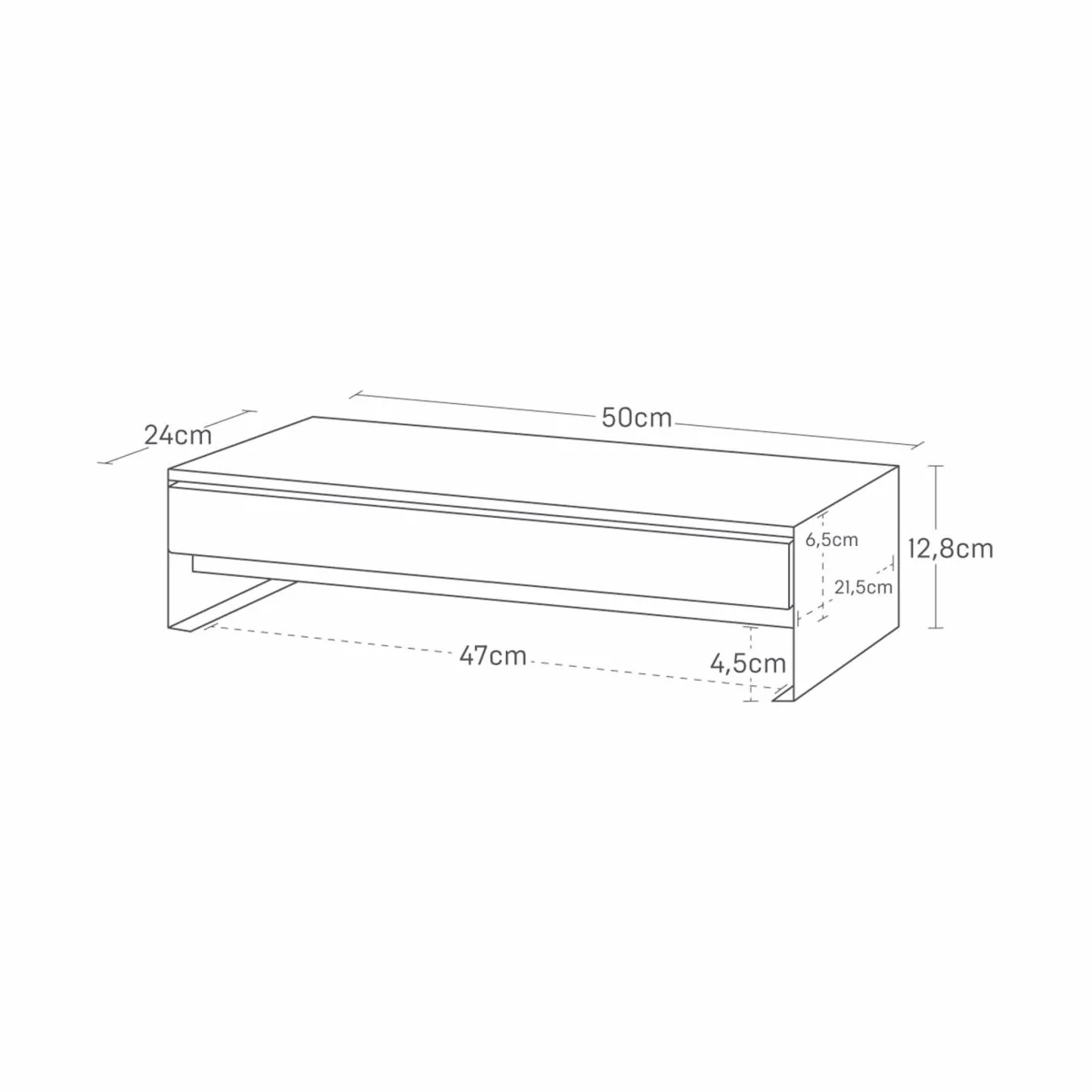 Monitorstativ med skuff sort 50 x 24 x 12,8 cm - Image 6