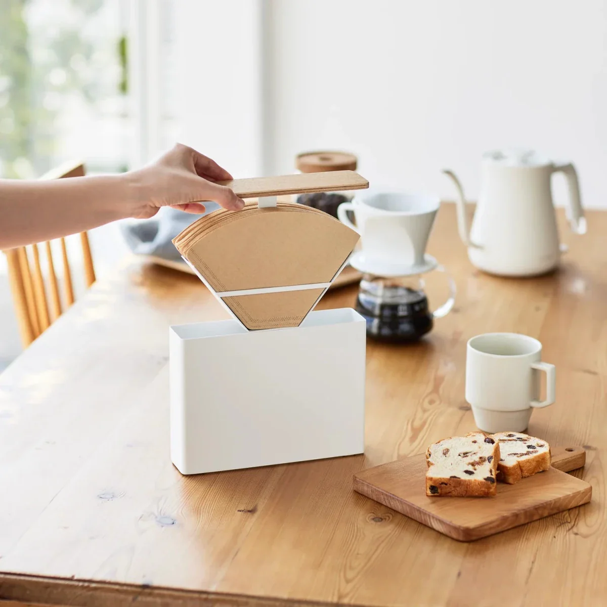 Oppbevaring for kaffefilter hvit