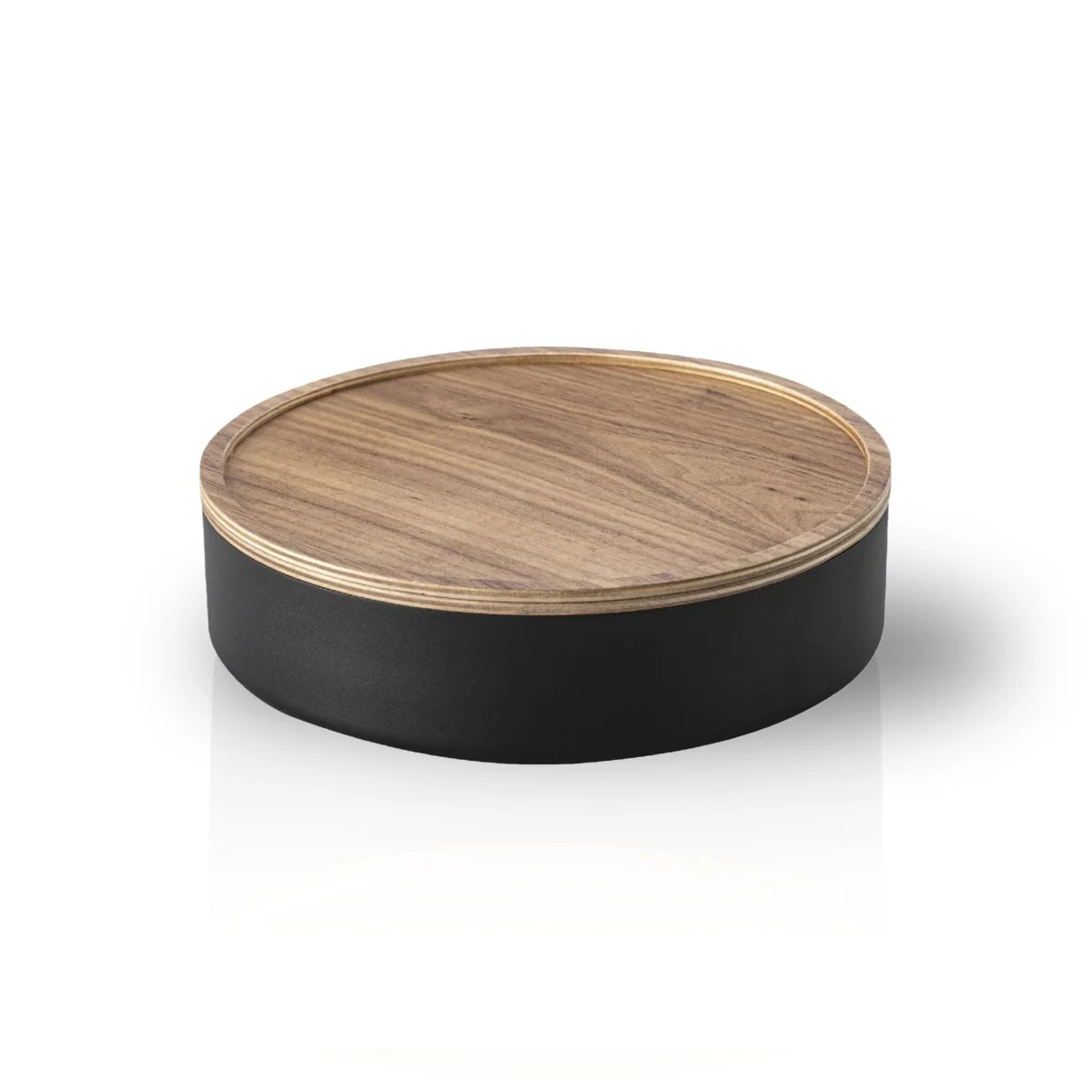Oppbevaringsboks rund med lokk sort 22 cm x 6 cm
