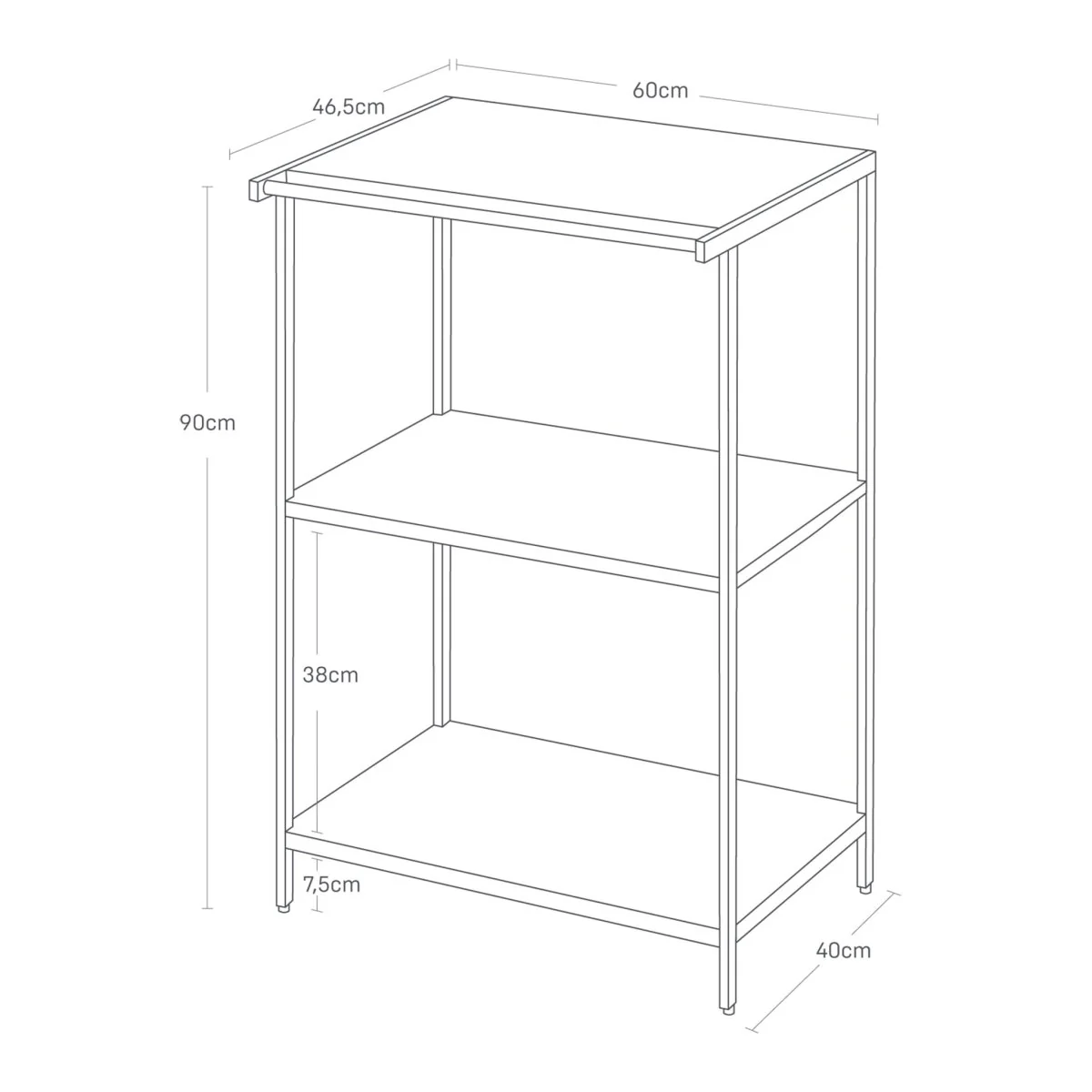 Oppbevaringshylle sort 90 x 60 x 46,5 cm - Image 3