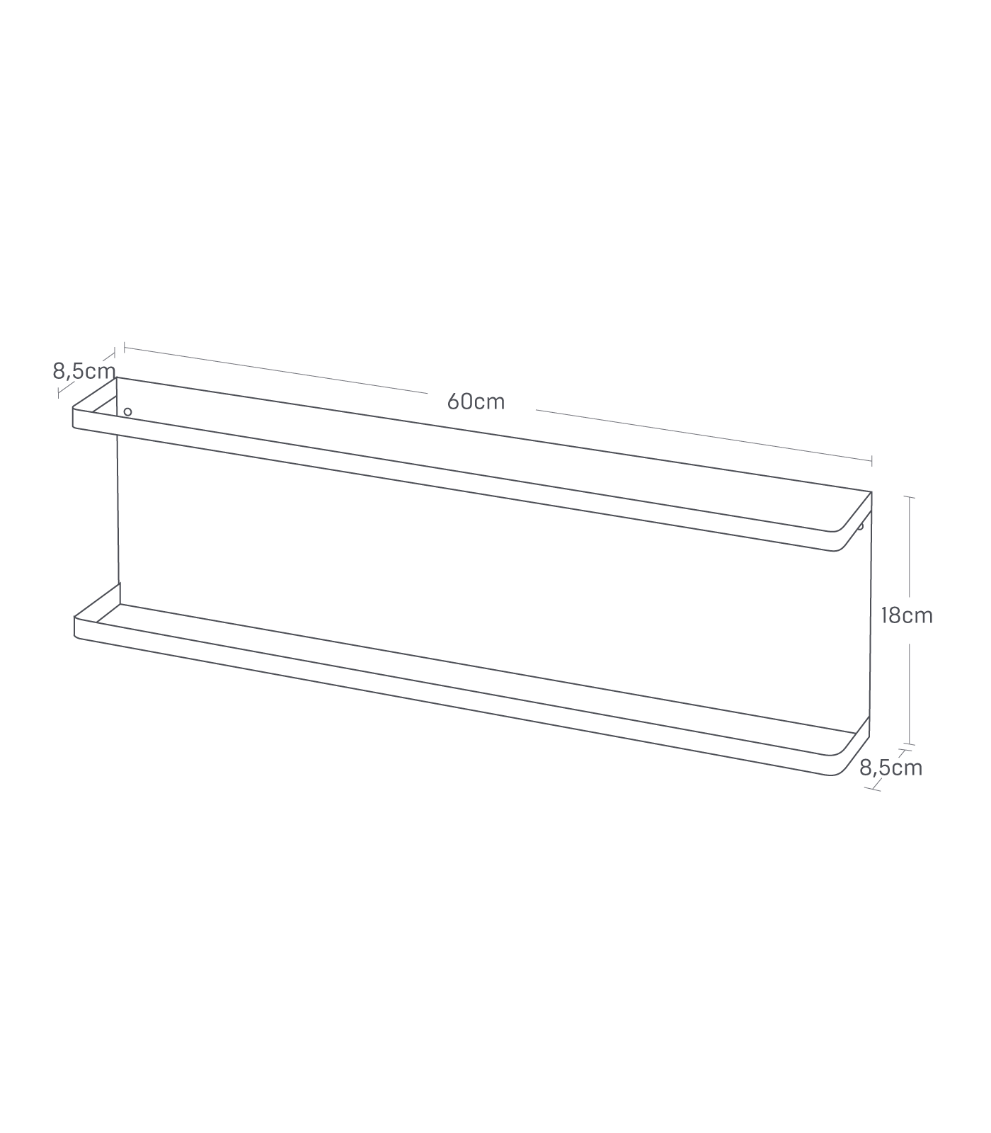 Oppbevaringshylle til vegg med kroker hvit - Image 5