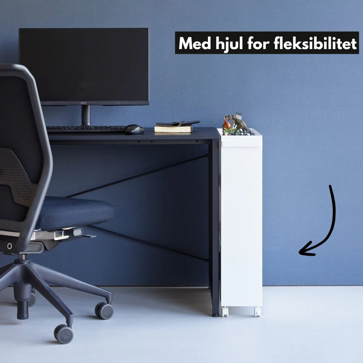 Oppbevaringsvogn med hjul hvit 59 x 70 cm - Image 5