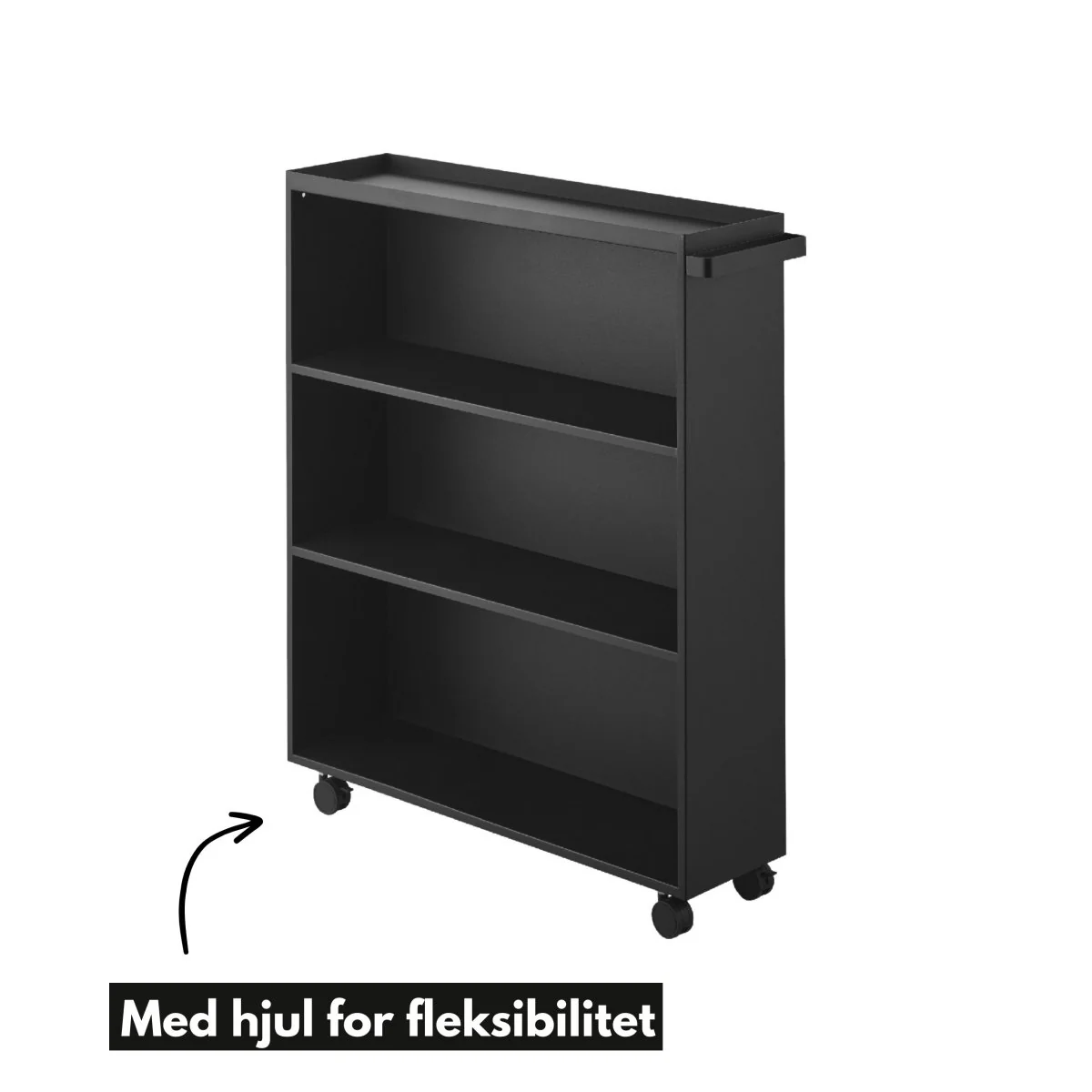 Oppbevaringsvogn med hjul sort 59 x 70 cm - Image 3