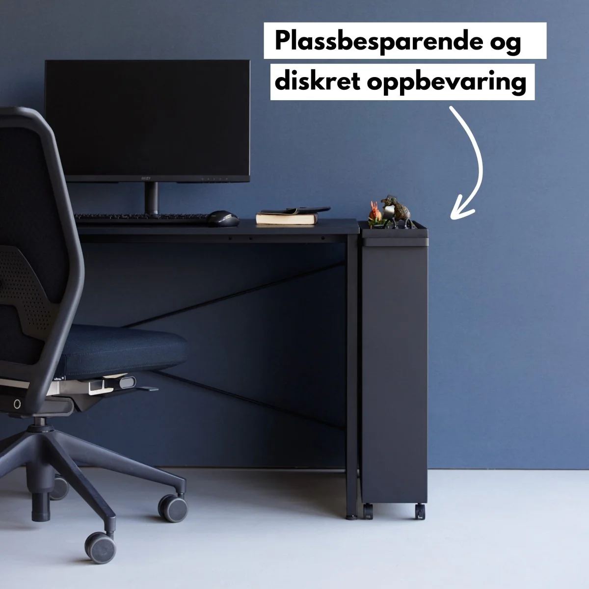 Oppbevaringsvogn med hjul sort 59 x 70 cm - Image 6