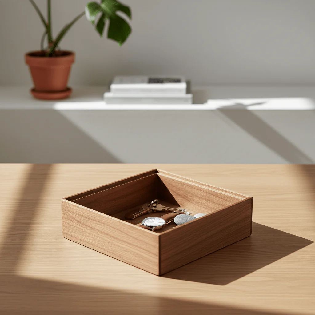 Stabelbar organiseringsbrett i tre/akasie 15 x 15 x 5 cm