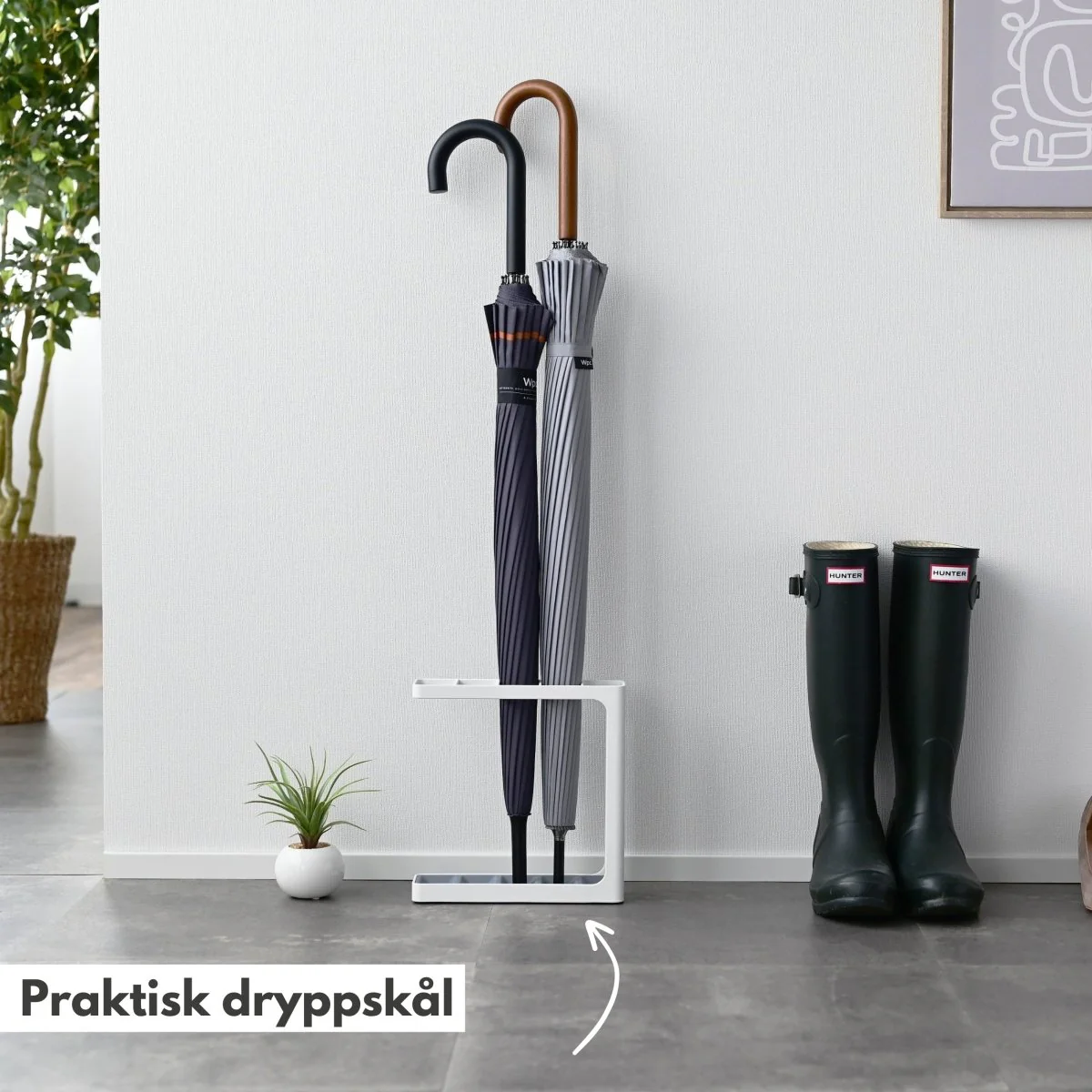 Paraplystativ med dryppskål, liten hvit - Image 3
