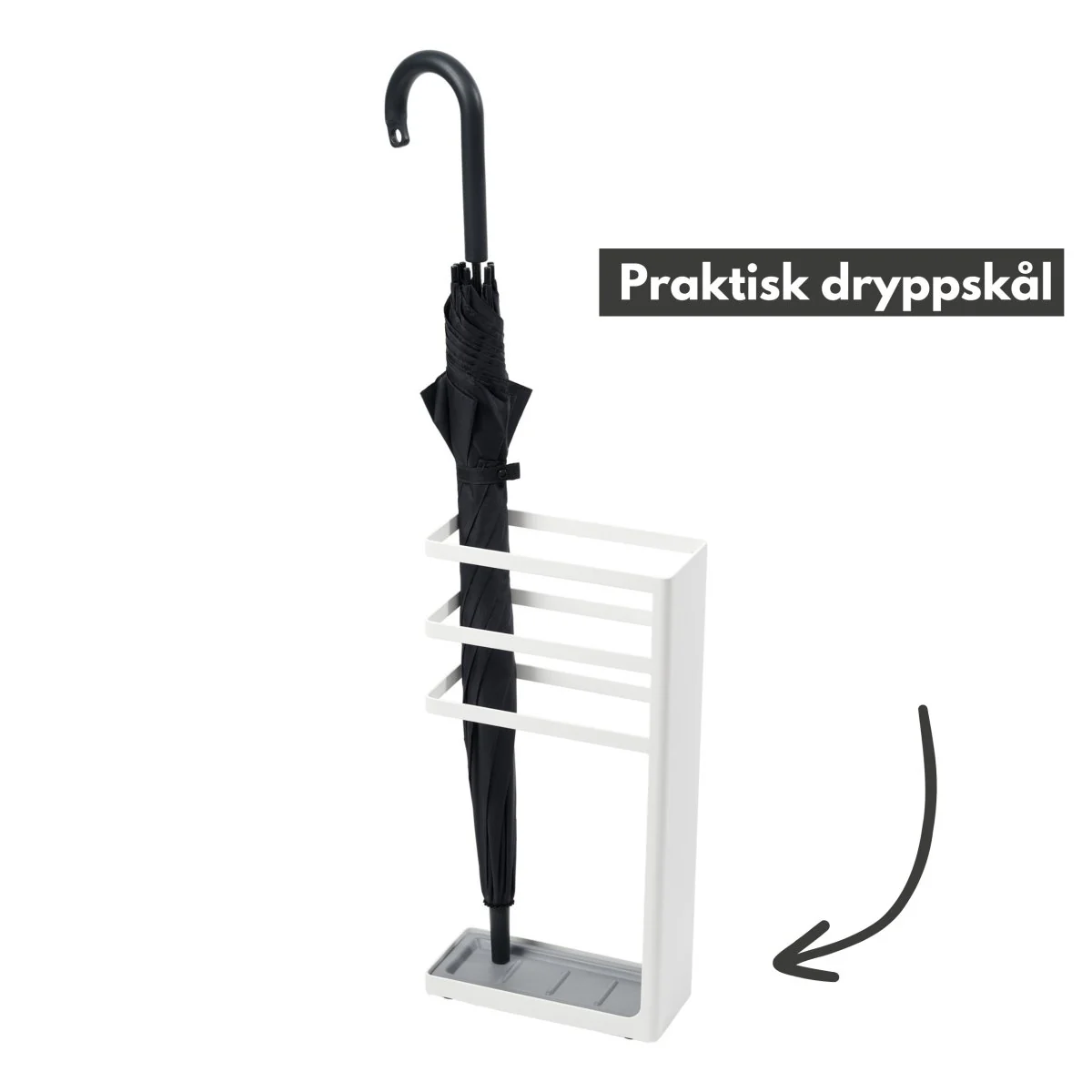 Paraplystativ med dryppskål, stor hvit - Image 3