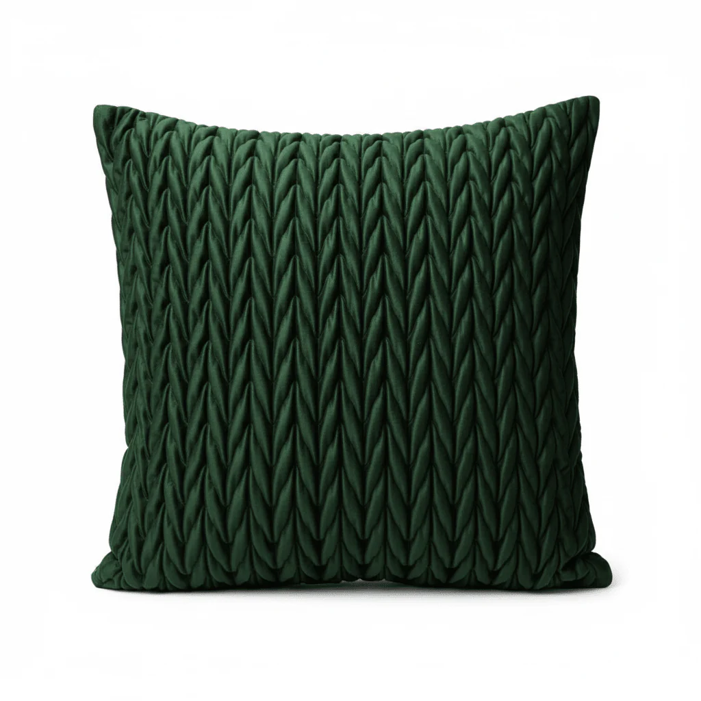 Putetrekk flettet velur flaskegrønn 45 x 45 cm - Image 2