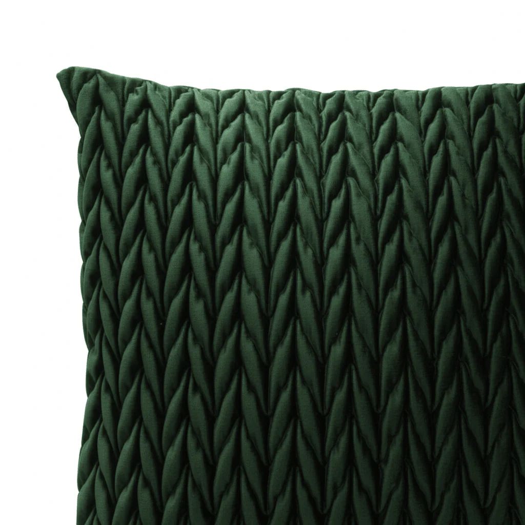 Putetrekk flettet velur flaskegrønn 45 x 45 cm - Image 3