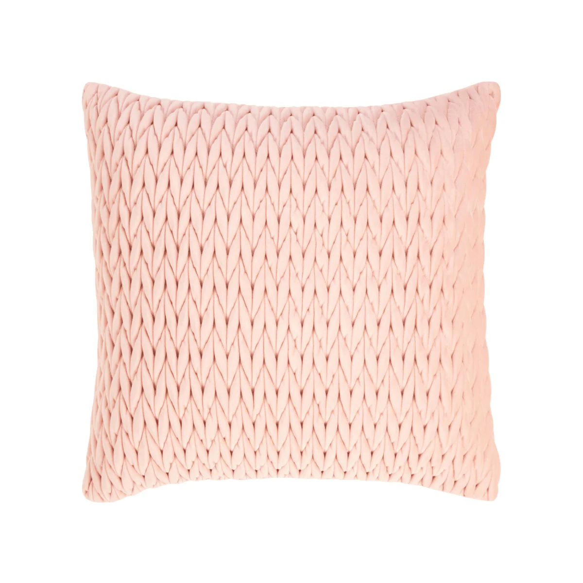 Putetrekk flettet velur lyserosa 45 x 45 cm - Image 4