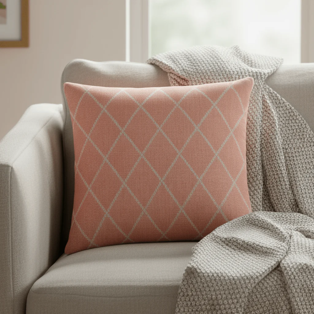 Putetrekk jaquard bomull rosa 45 x 45 cm - Image 2