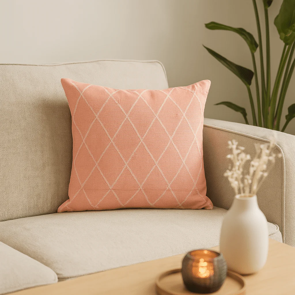 Putetrekk jaquard bomull rosa 45 x 45 cm - Image 4