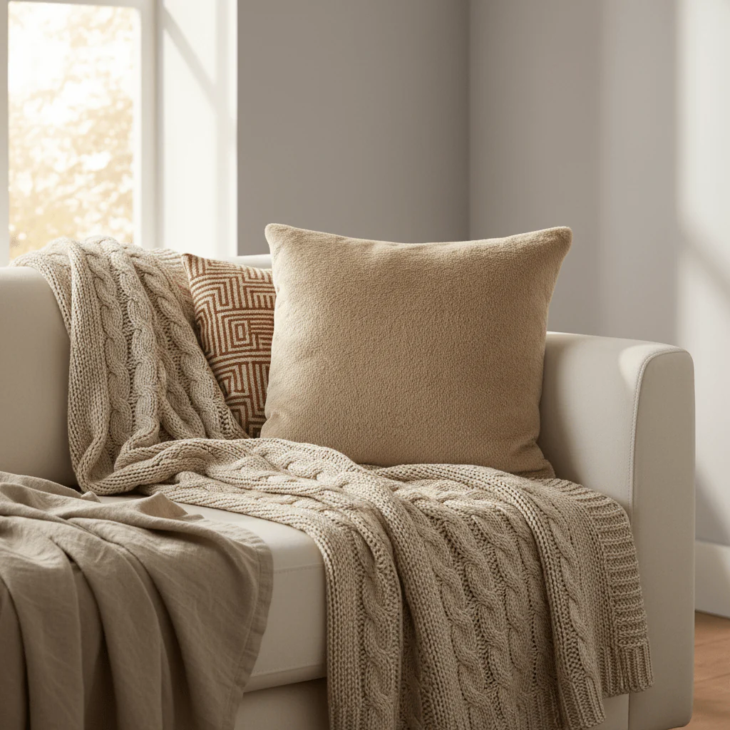 Putetrekk pels beige 50 cm - Image 2
