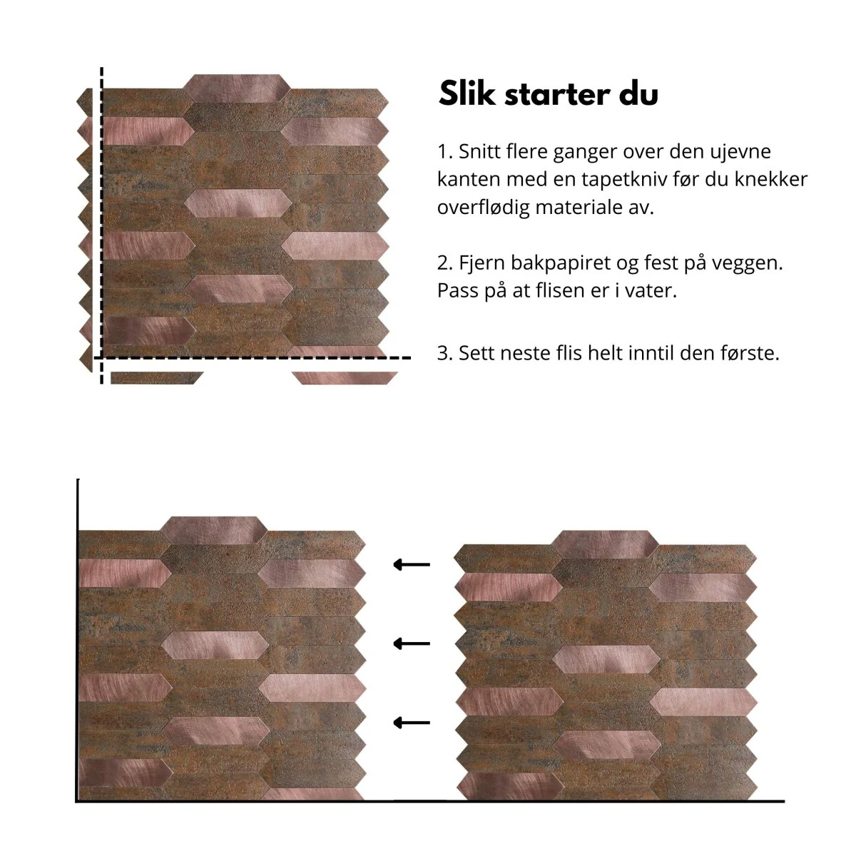 Rosie lang hexagon selvklebende veggfliser - Image 6