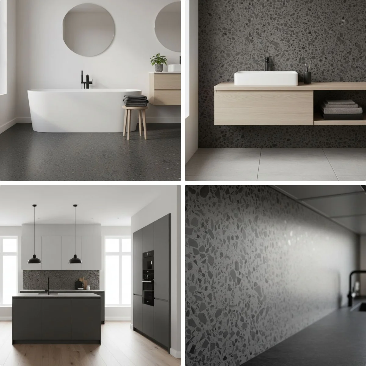 8-pk Lisboa Terrazzo mørkegrå selvklebende fliser - Image 3