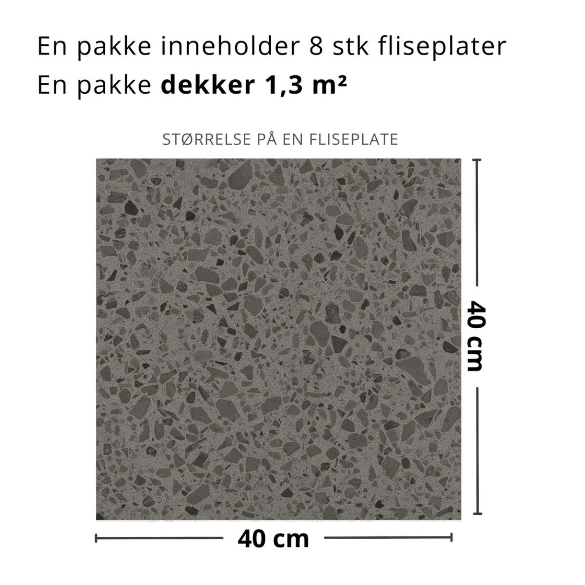 8-pk Lisboa Terrazzo mørkegrå selvklebende fliser - Image 5