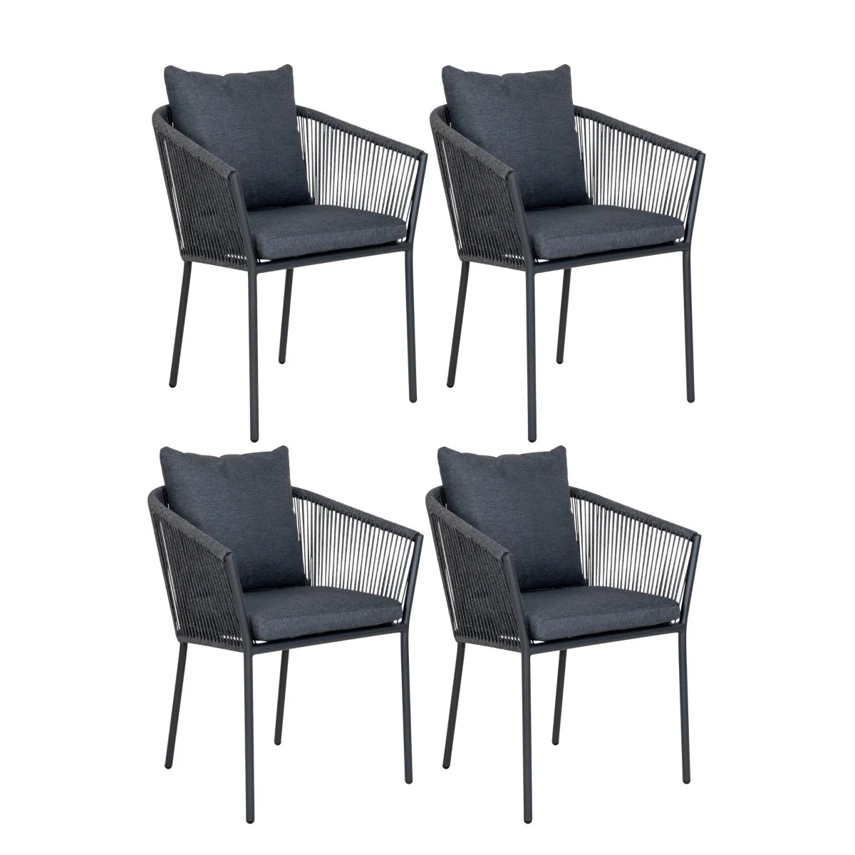 4-pk Salerno hagestol mørkegrå