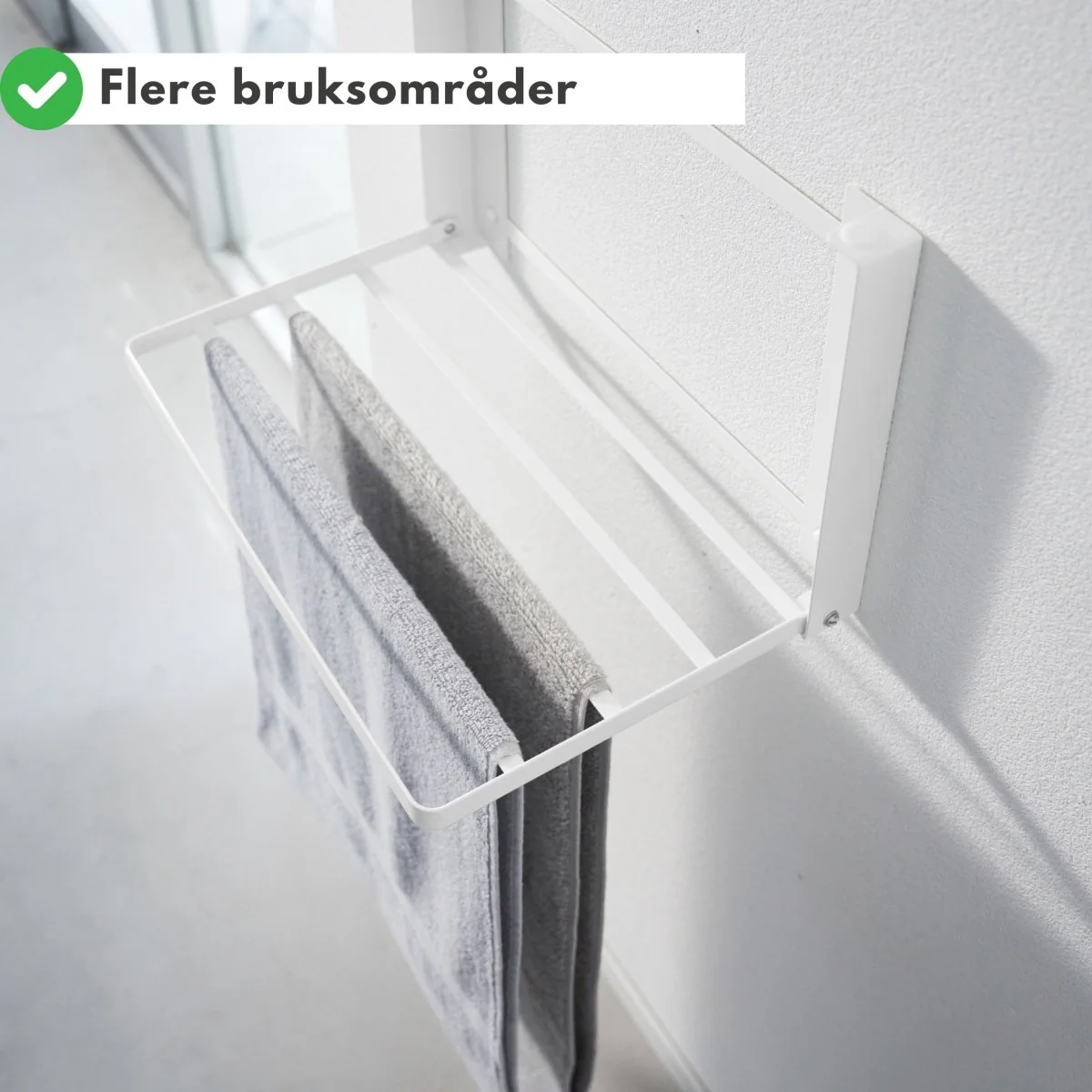 Sammenleggbar tørkestativ til vegg hvit - Image 4