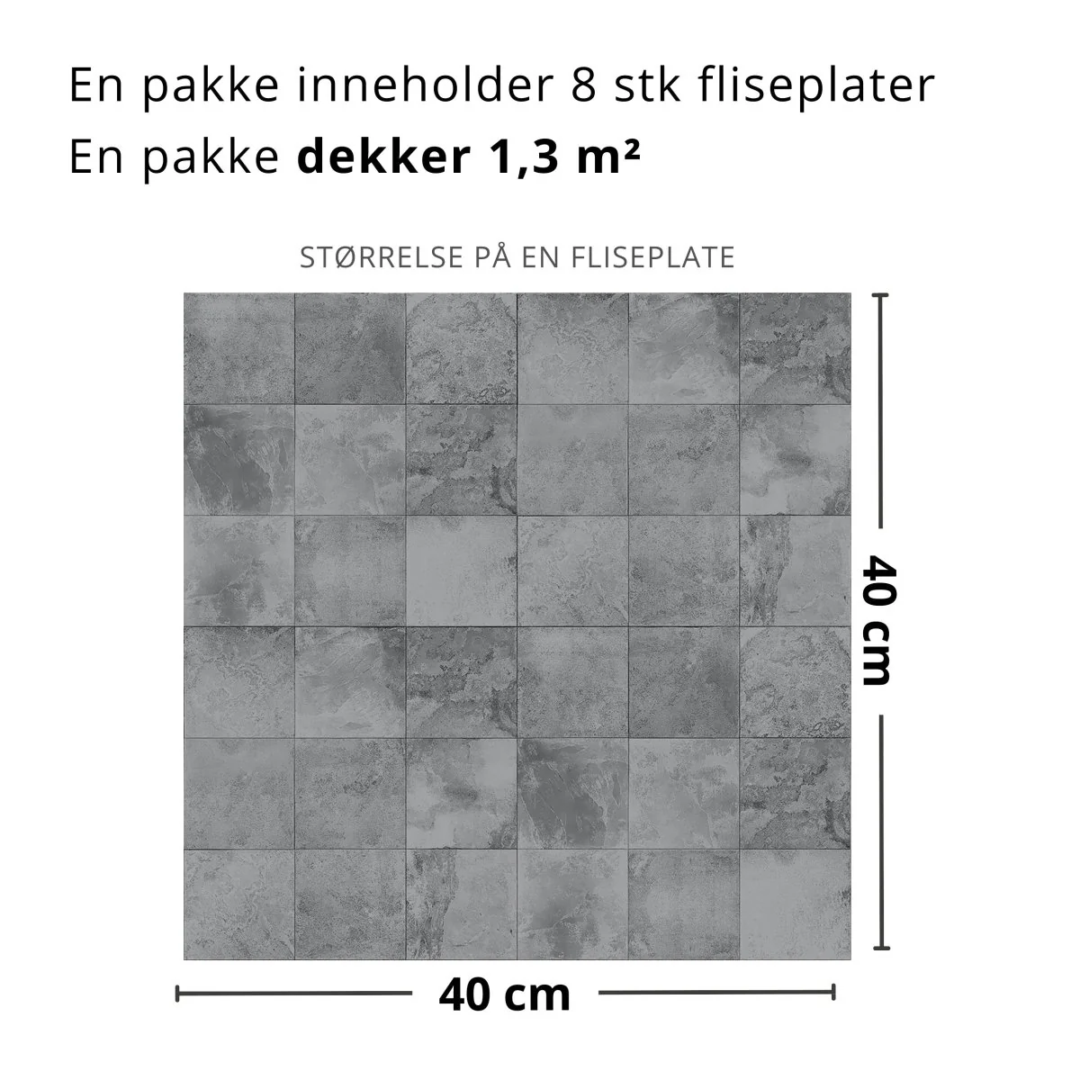 8-pk Bodø grå selvklebende fliser - Image 3