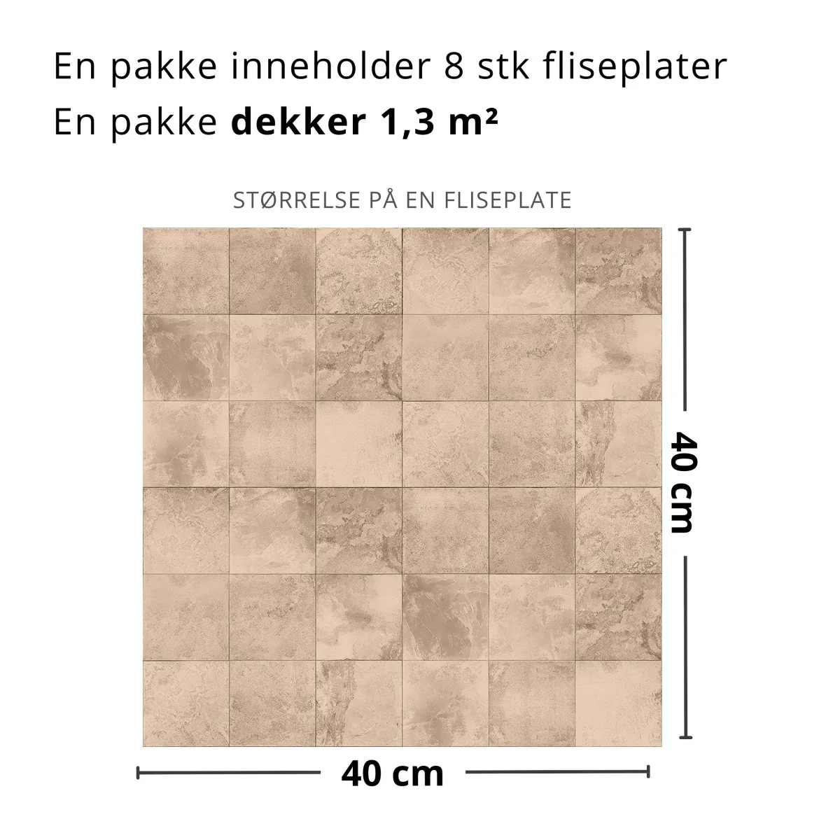 8-pk Bodø sand selvklebende fliser - Image 3