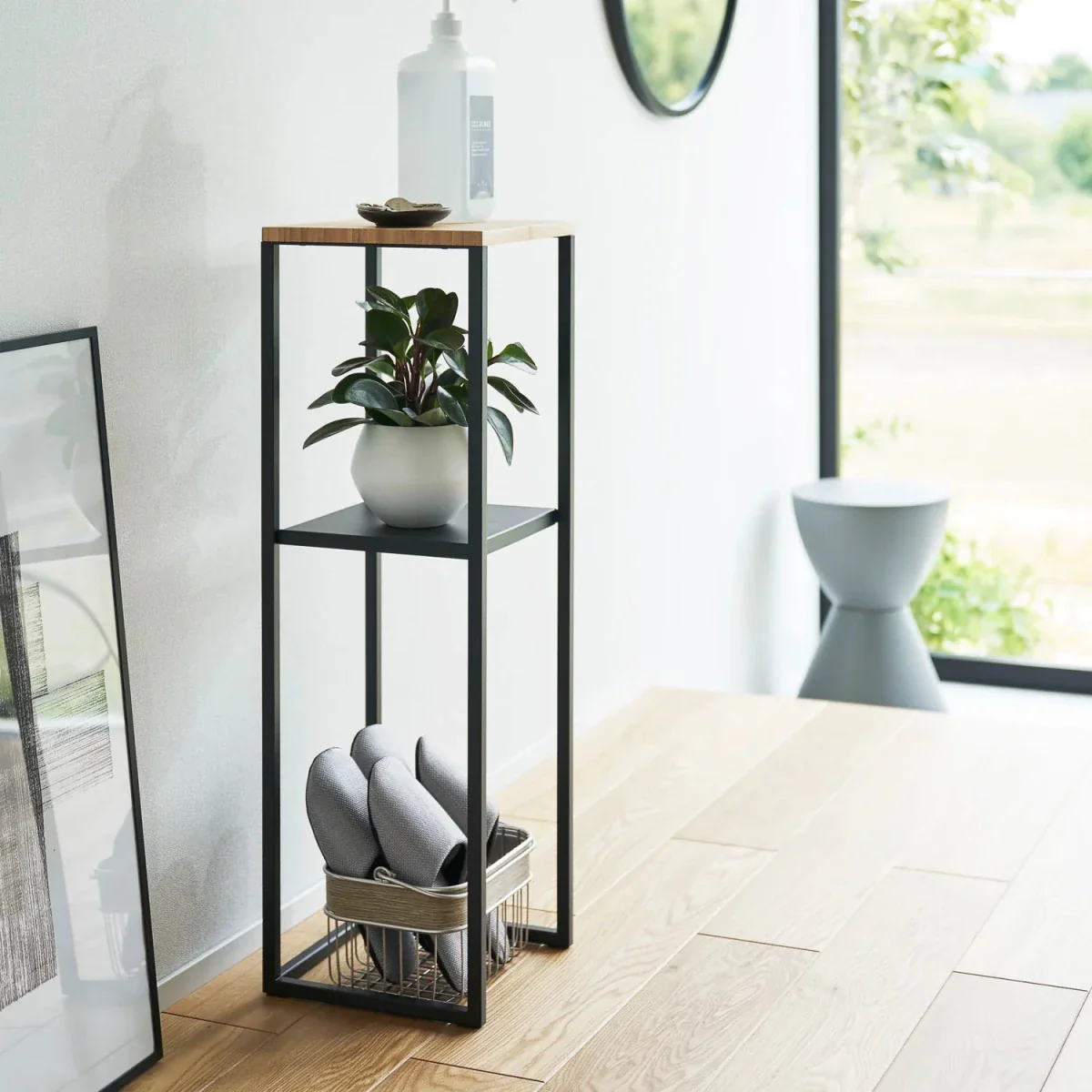 Sidebord med hylle sort 80 x 25 cm - Image 3