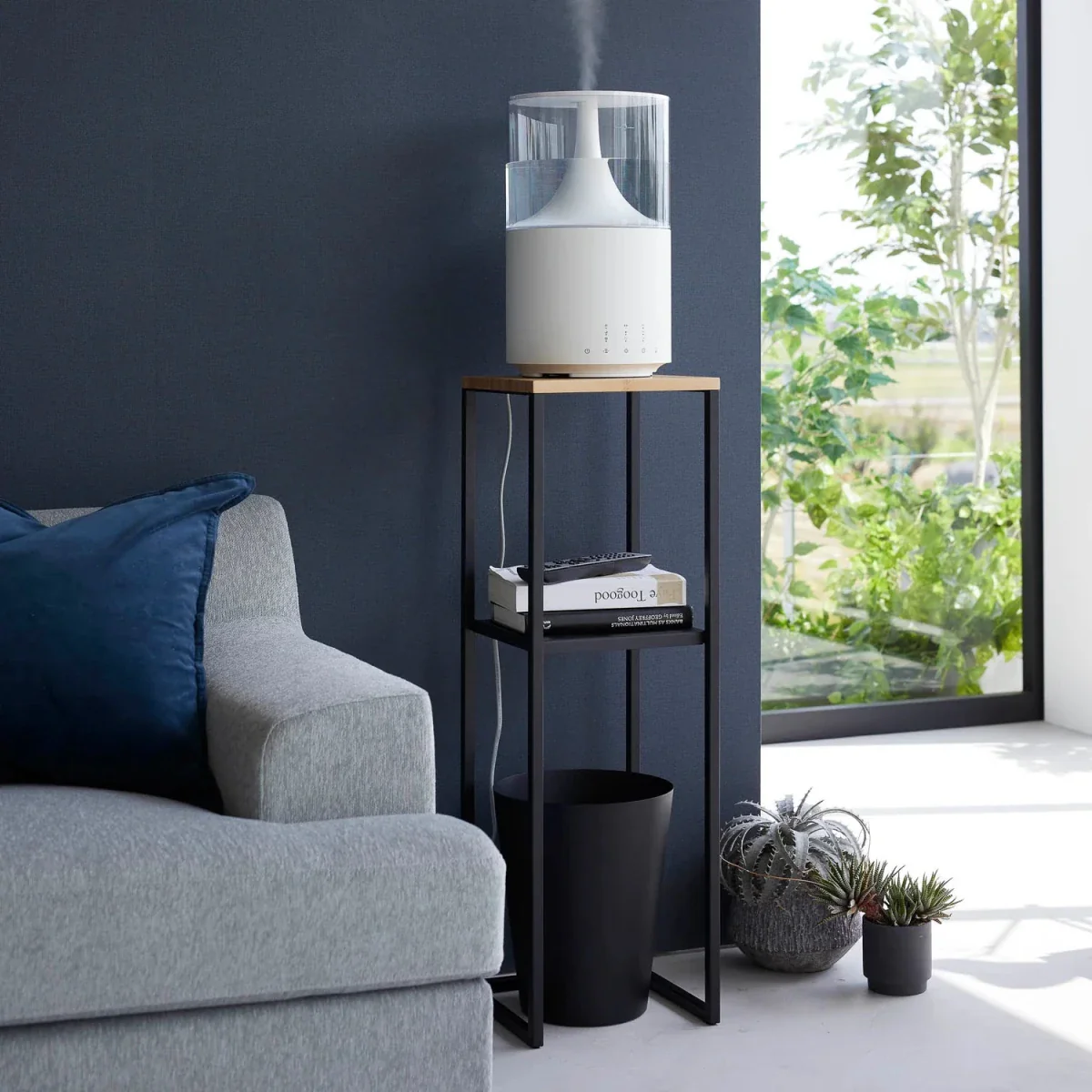 Sidebord med hylle sort 80 x 25 cm - Image 4