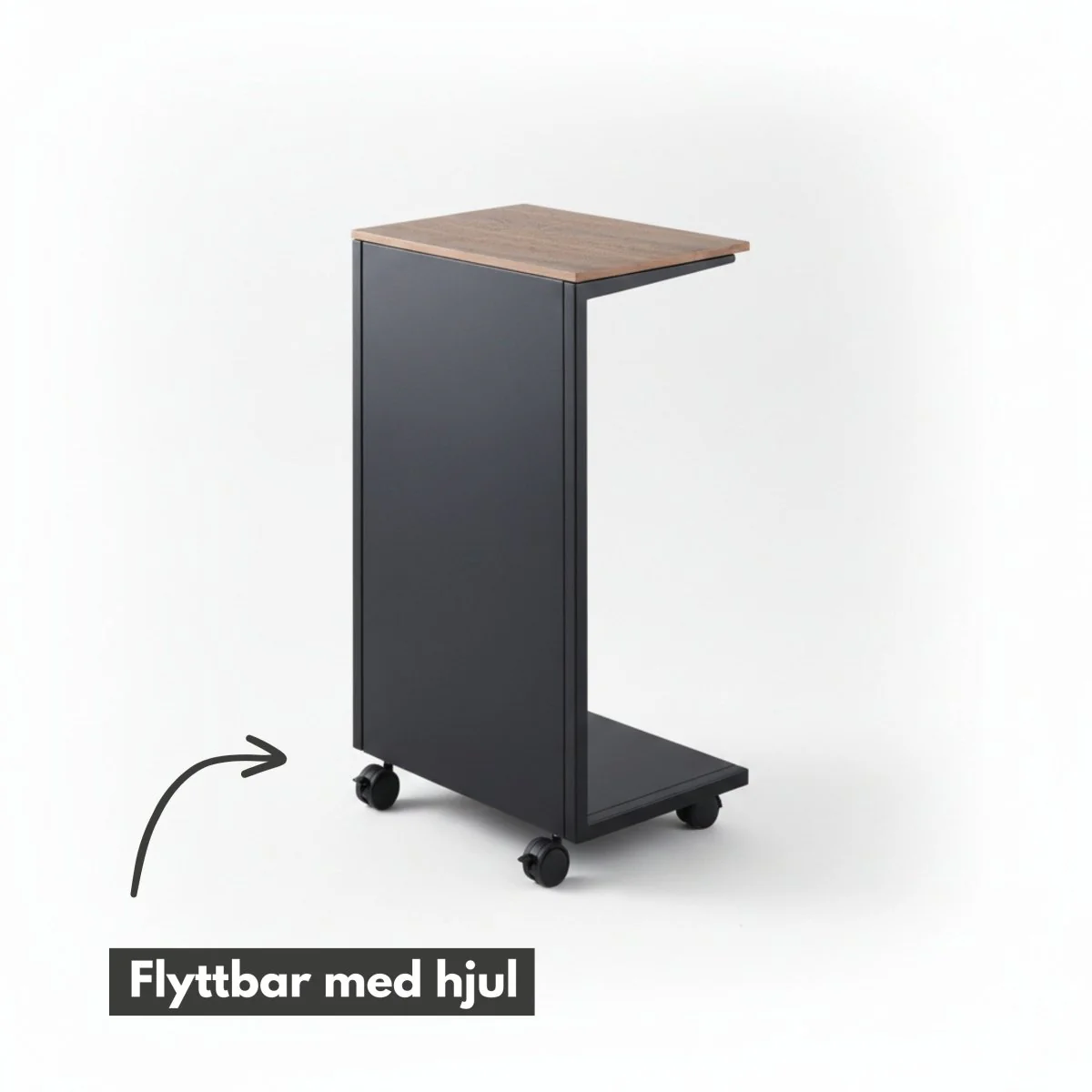Sidebord med hjul sort 55 x 31 cm - Image 5