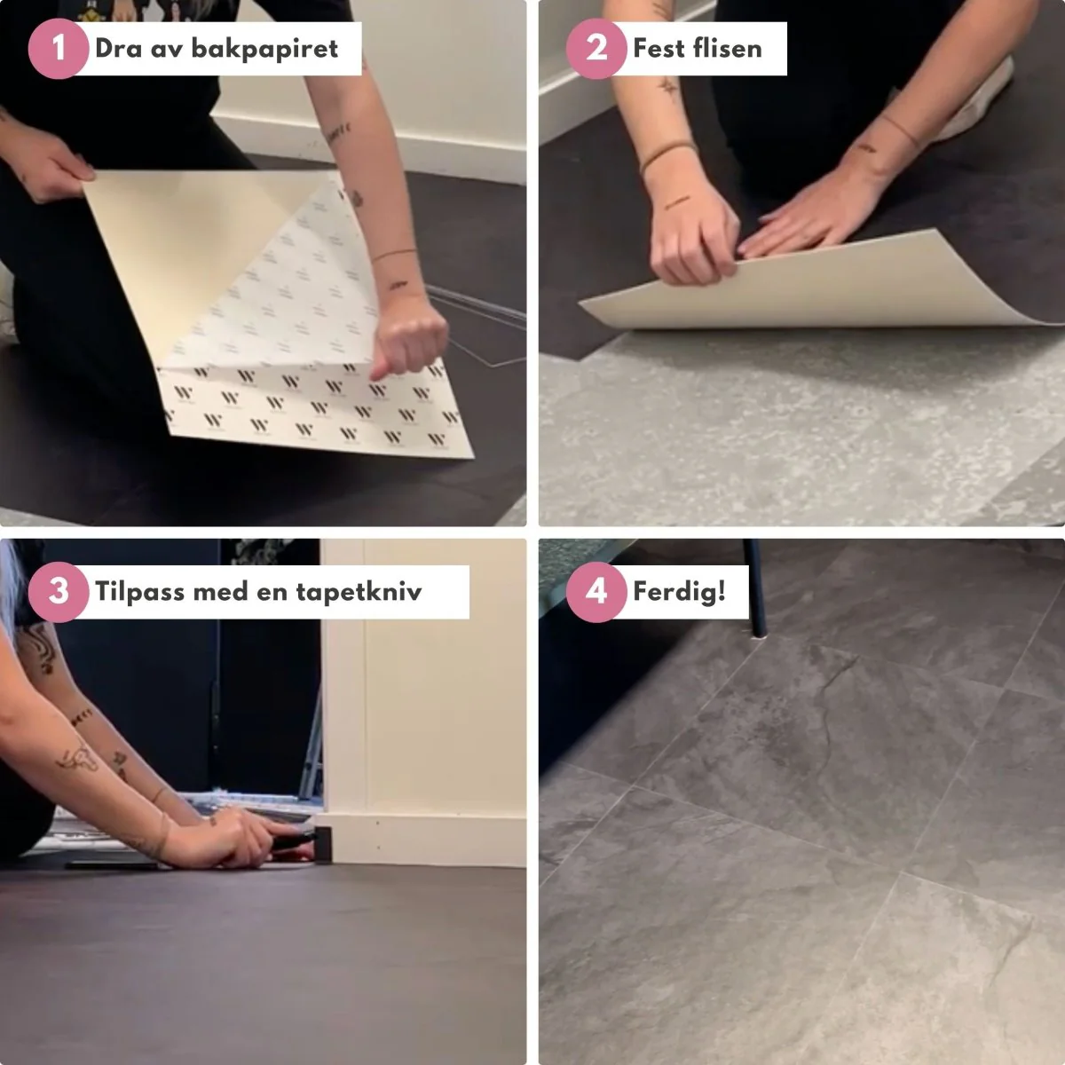 8-pk Skifer antrasitt selvklebende fliser - Image 3