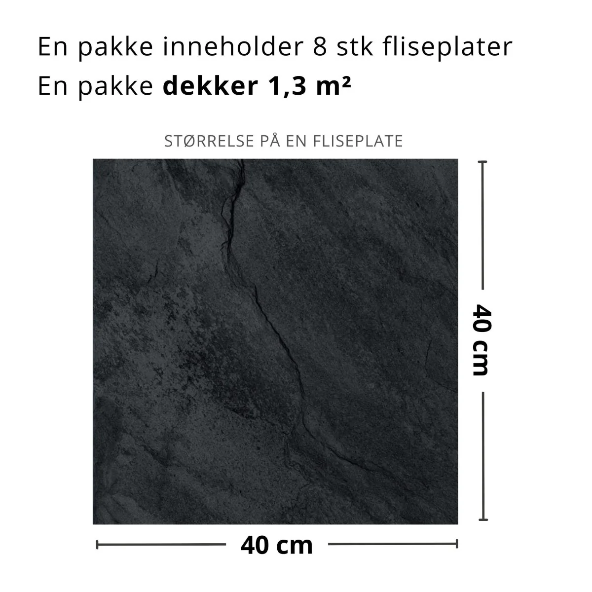 8-pk Skifer antrasitt selvklebende fliser - Image 4