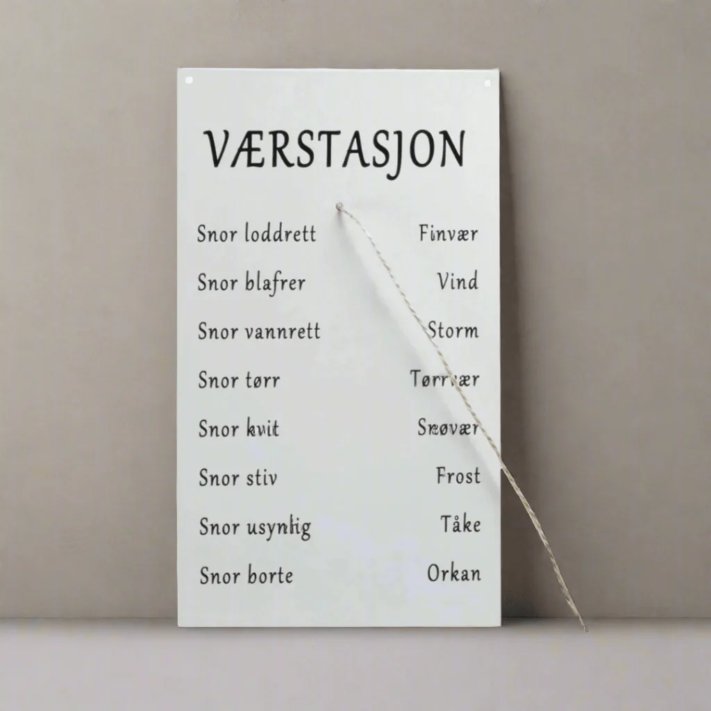 Skilt Værstasjon hvit 16 x 27 cm - Image 2