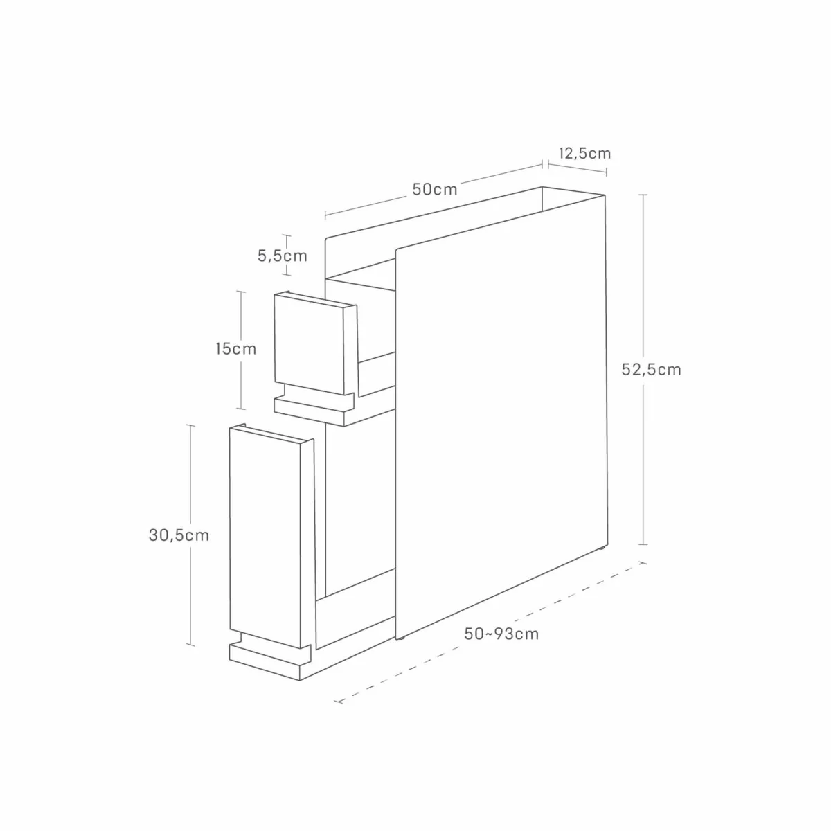 Skyvbar krydderhylle hvit magnetisk 50 x 52,5 cm - Image 4