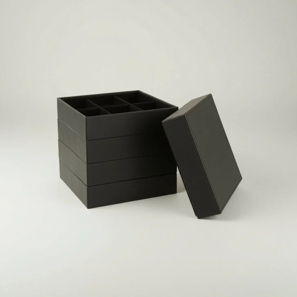 Smykkeboks 4 etasjer kunstskinn sort - Image 4