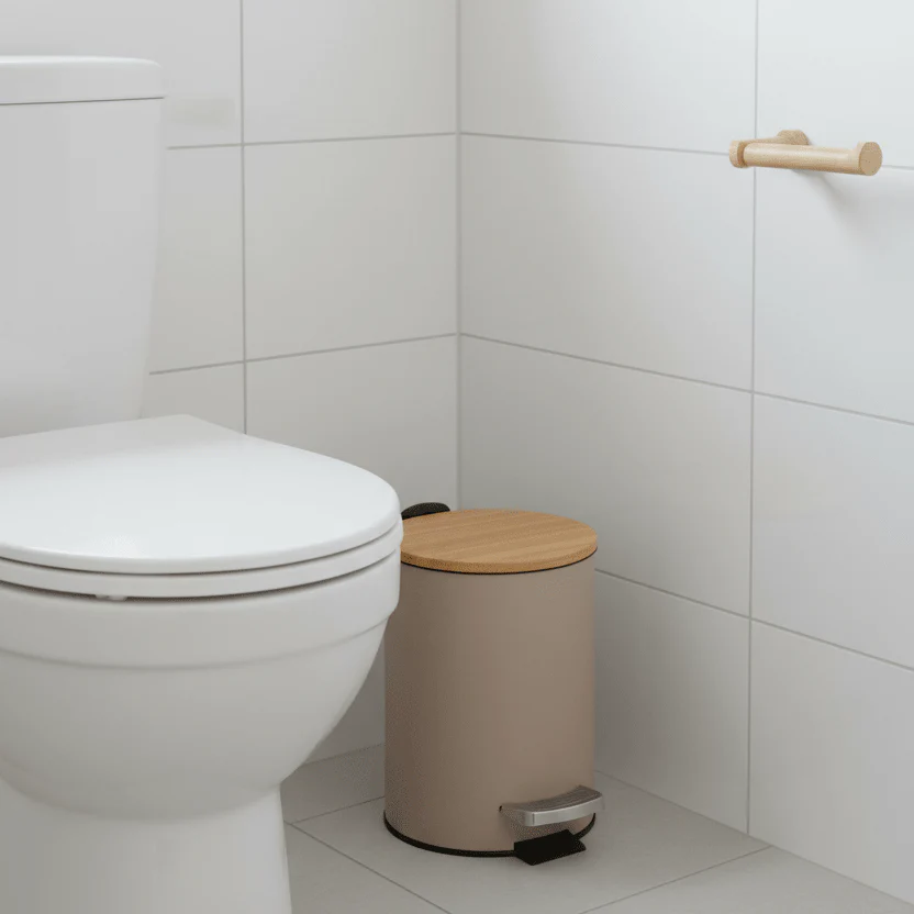 Søppelbøtte 3 liter metall/bambus brun - Image 3
