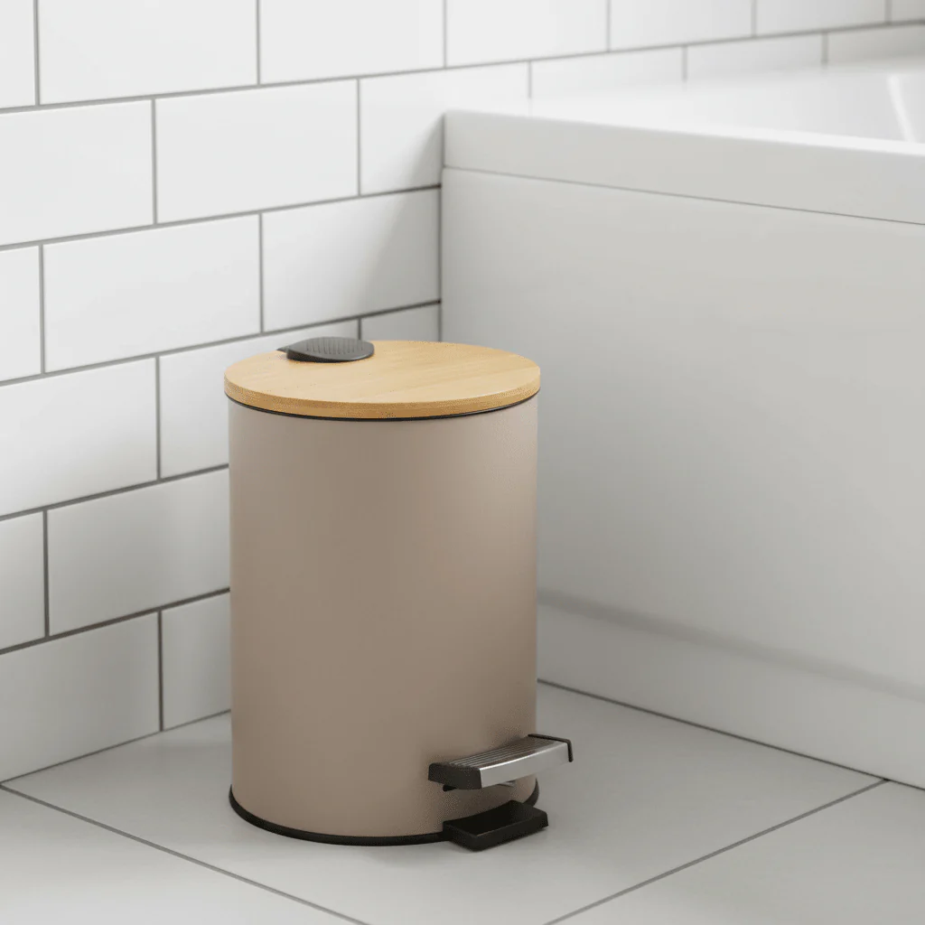 Søppelbøtte 3 liter metall/bambus brun - Image 7