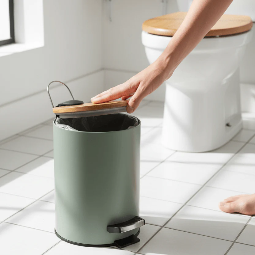 Søppelbøtte 3 liter metall/bambus grønn - Image 2