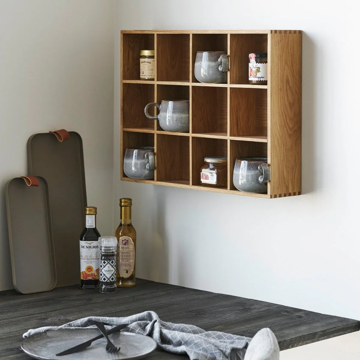 Soria vegghylle eik og eikefiner natur 39 x 11 x 51 cm