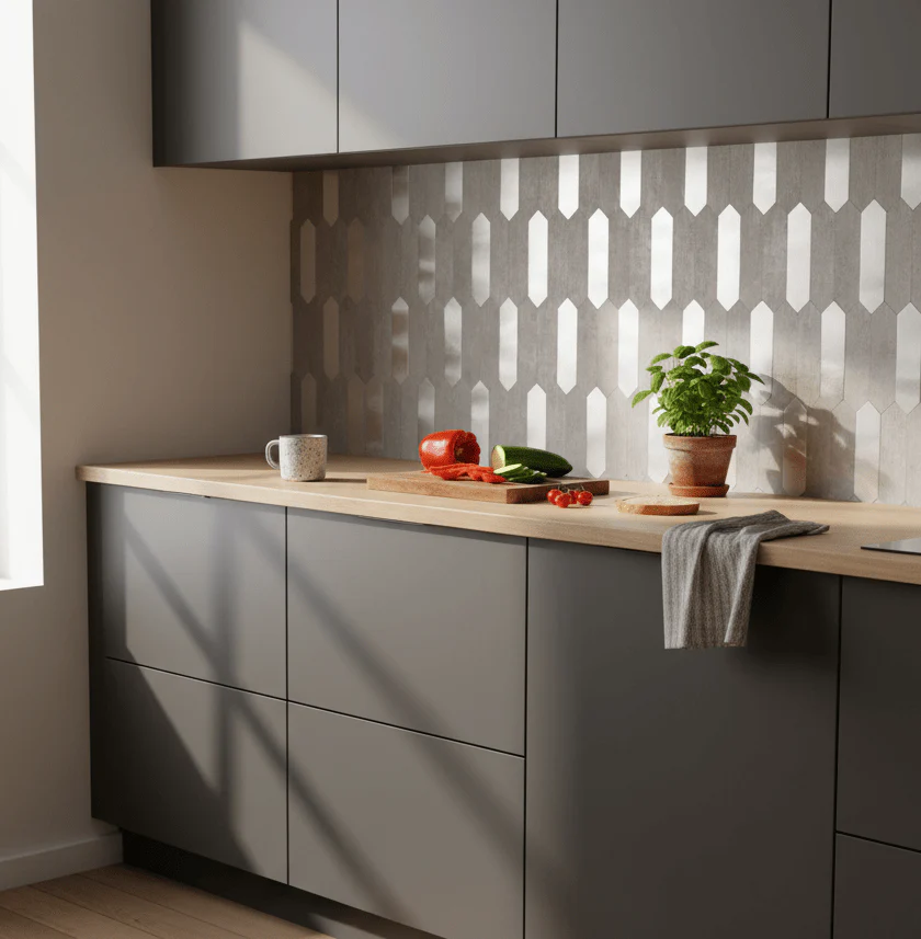 Stein lys grå hexagon selvklebende veggfliser - Image 3