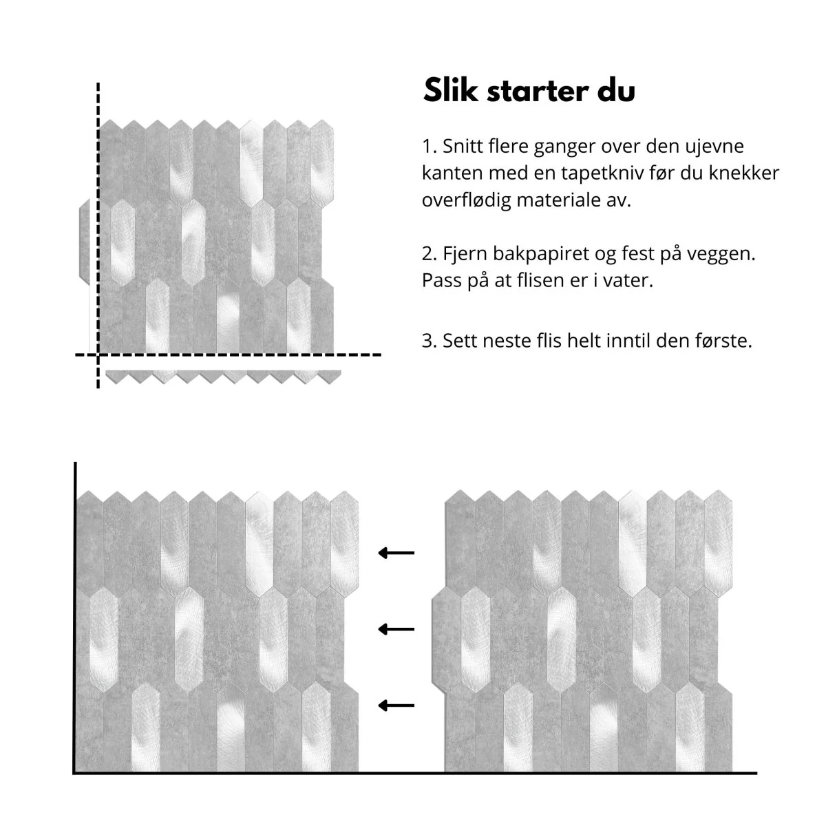 Stein lys grå hexagon selvklebende veggfliser - Image 7