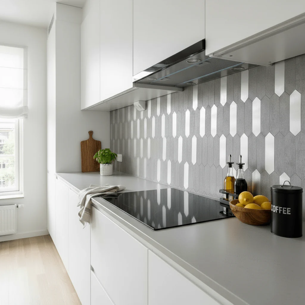 Stein lys grå hexagon selvklebende veggfliser - Image 8