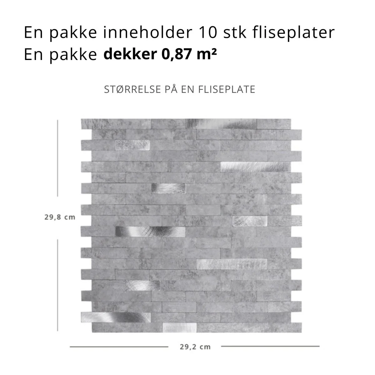 10-pk Stein lys grå selvklebende veggfliser - Image 4