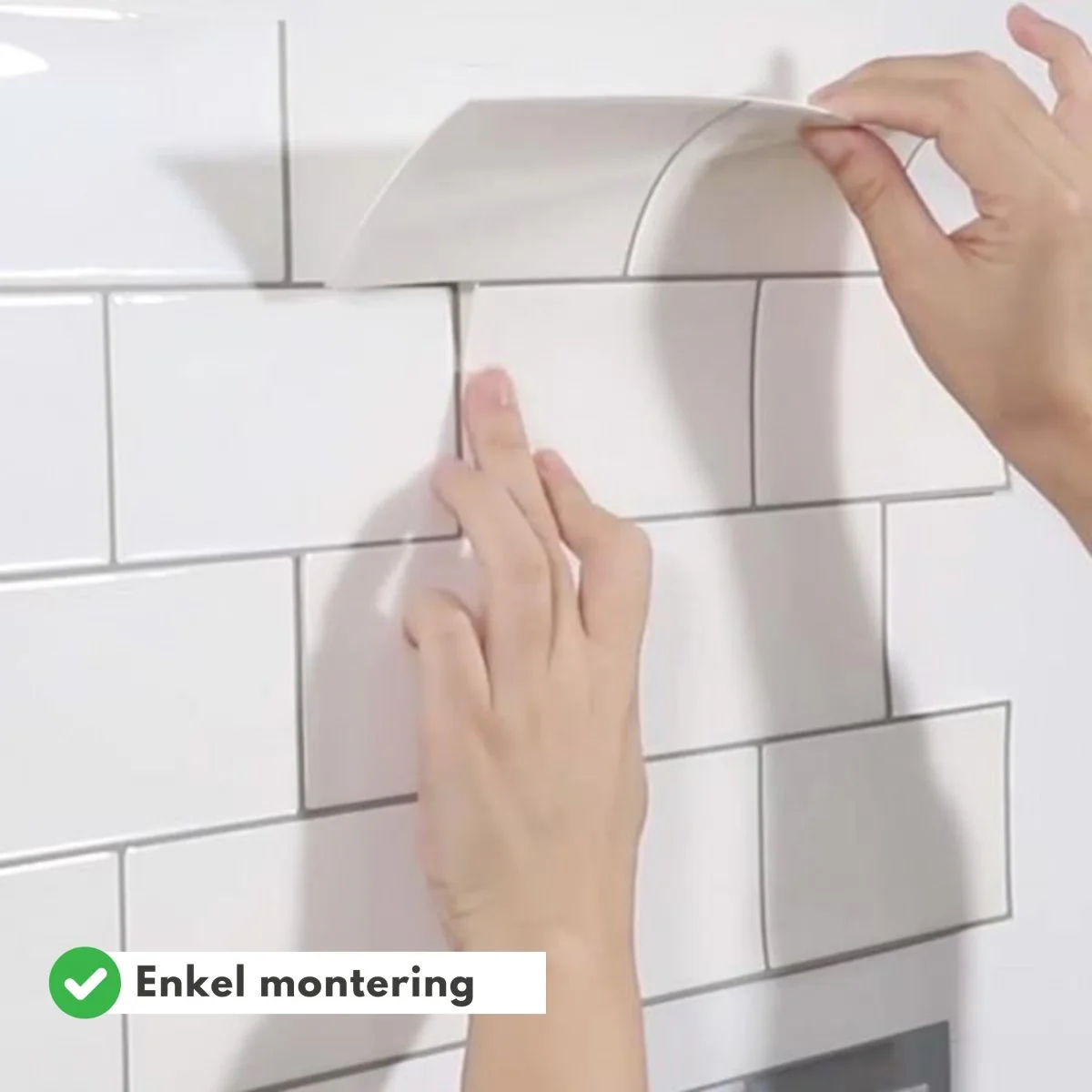 10-pk Subway hvit med grå fuger selvklebende veggfliser - Image 2