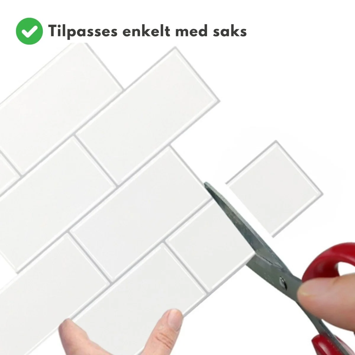 10-pk Subway hvit med grå fuger selvklebende veggfliser - Image 4