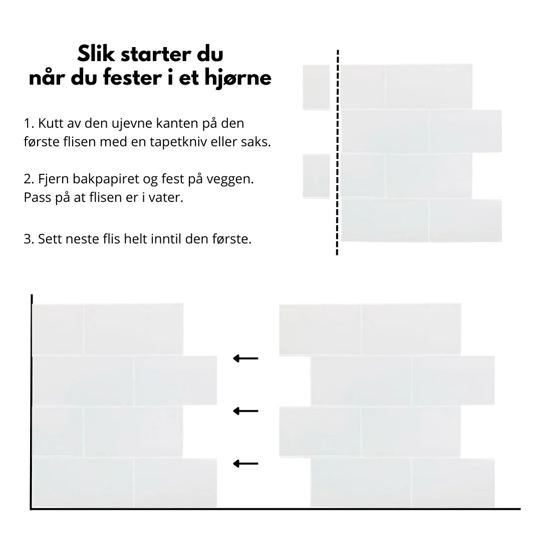 10-pk Subway hvit selvklebende fliser med hvite fuger - Image 3