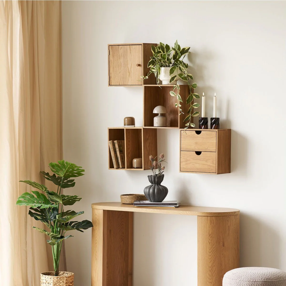 Townsville vegghylle med vertikale rom eik 18 x 30 x 30 cm - Image 4