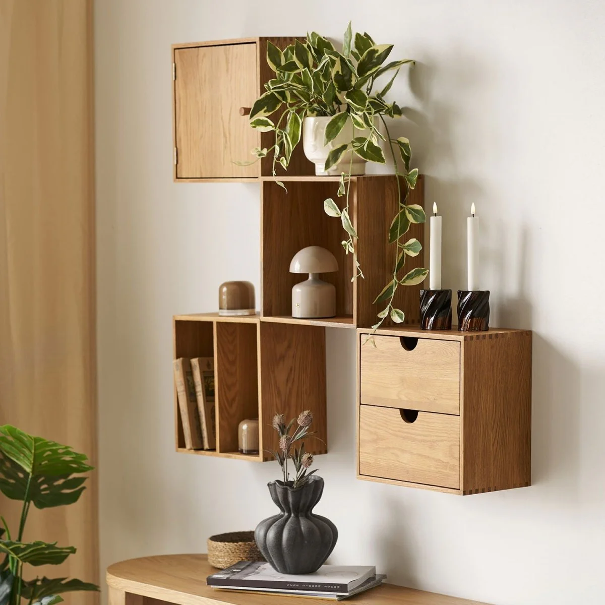 Townsville vegghylle med vertikale rom eik 18 x 30 x 30 cm - Image 6