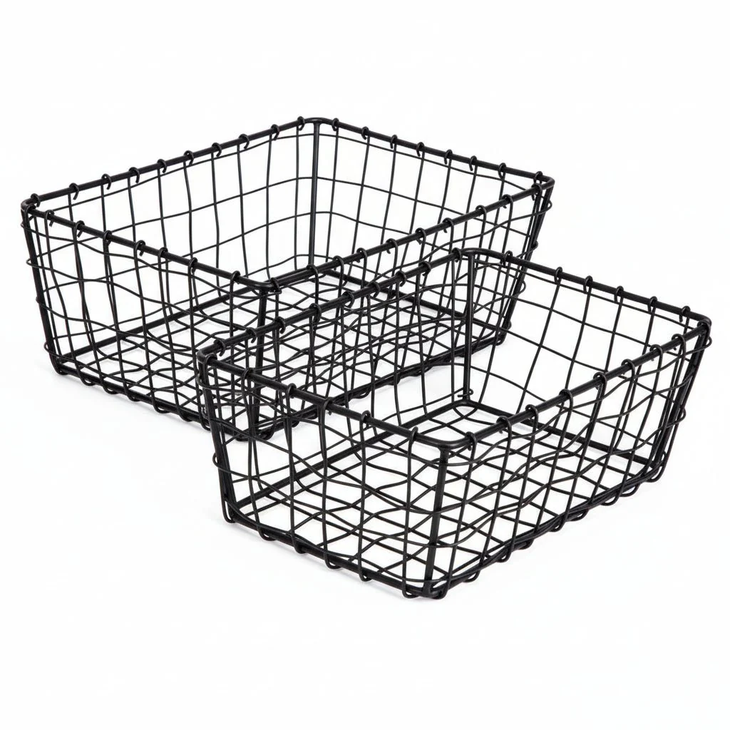 2-pk Trådkurv sort metall - Image 6