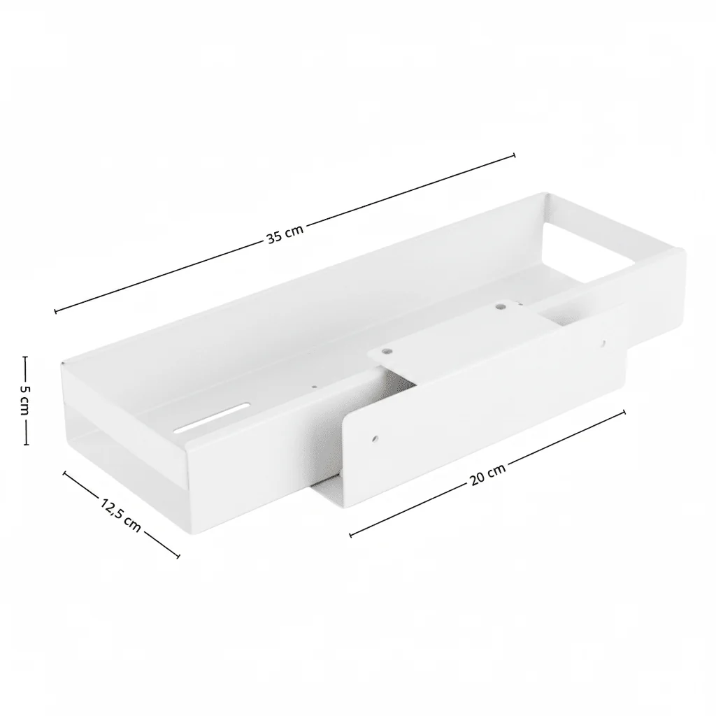 Uttrekkbar hylle smal hvit 35 x 12,5 cm - Image 4