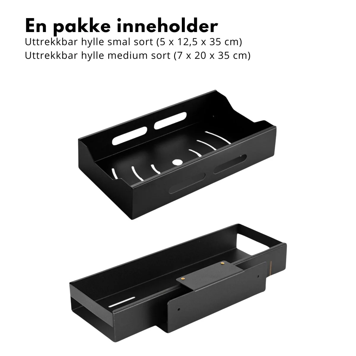 Sett med uttrekkbare hyller sort - Image 2